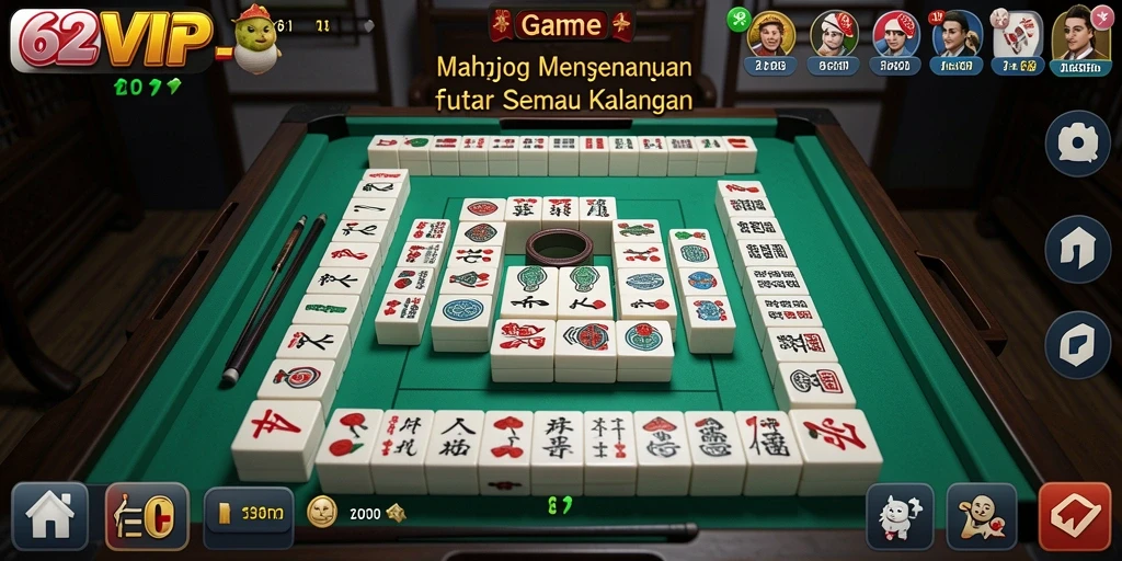 Screenshot 62VIP menunjukkan gameplay seru dari Mahjong.