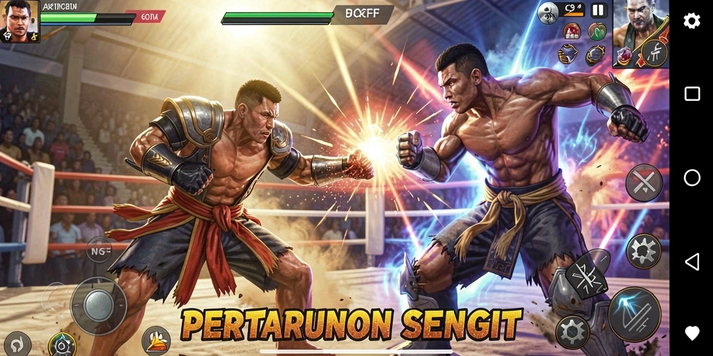 Tangkapan layar dari gameplay <strong>6CF</strong> menunjukkan pertarungan seru dan karakter yang dinamis.