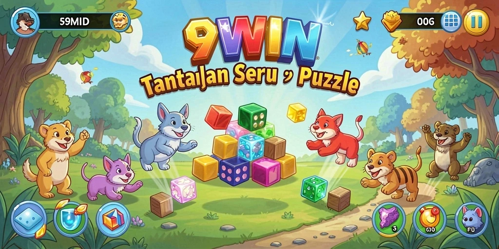 Tampilan gameplay 9WIN dengan tantangan puzzle menarik.