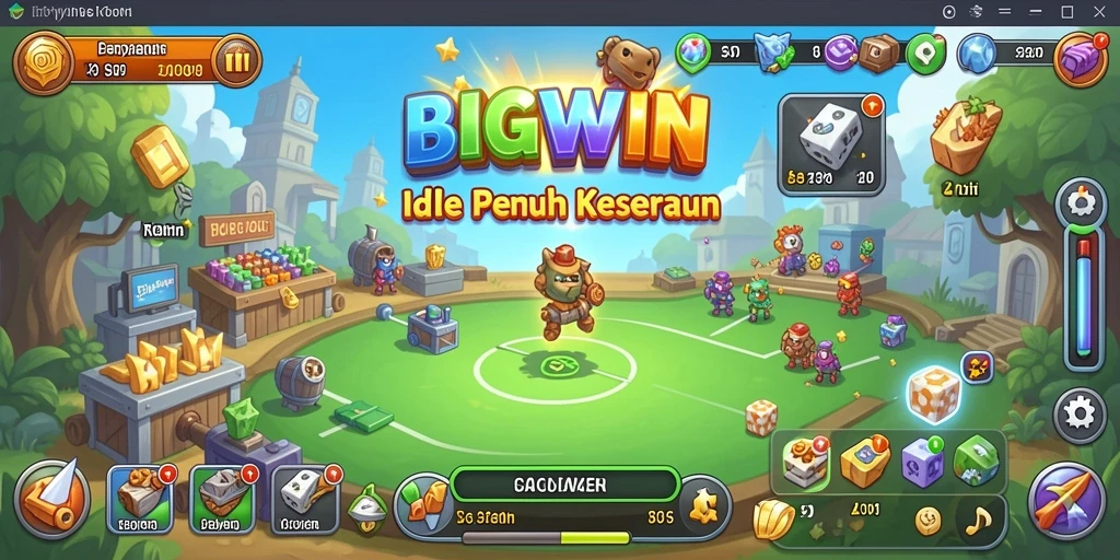 Tangkapan layar menampilkan gameplay santai BIGWIN dengan karakter yang berinteraksi.