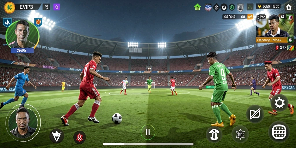 Tampilan screenshot yang menunjukkan aksi seru dalam gameplay olahraga.