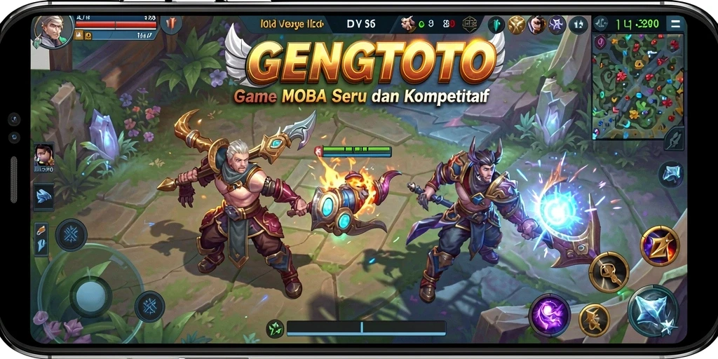 GENGTOTO menampilkan gameplay MOBA yang seru dengan tim yang kompak.