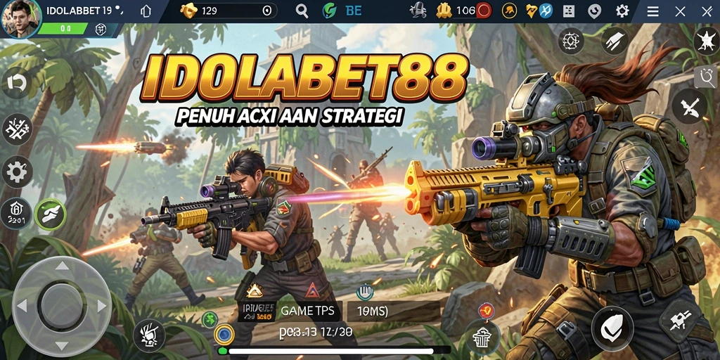 Tampilan seru gameplay IDOLABET88 saat aksi tembak-menembak.