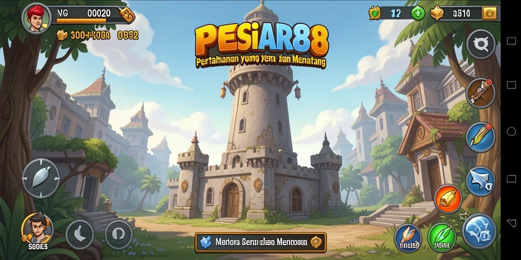 Menampilkan gameplay seru Tower Defense di PESIAR88.