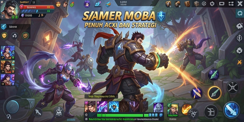 Screenshot gameplay <strong>SUPERSVIP</strong> menampilkan aksi seru dalam pertempuran MOBA.
