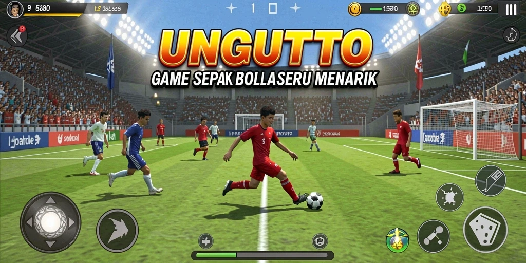 Tampilan aksi seru dari gameplay <strong>UNGUTOTO</strong> saat pertandingan sepak bola.